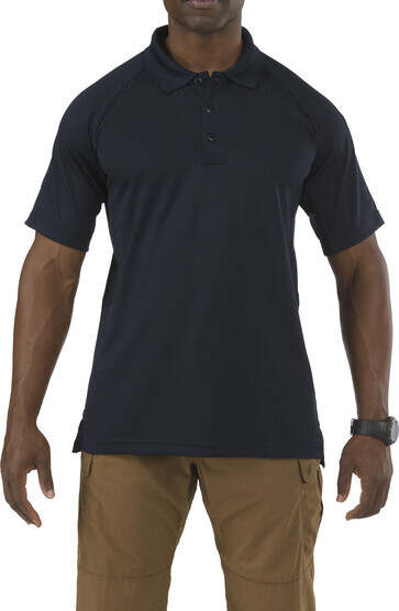 5.11 Tactical Performance Short Sleeve Polo in dark navy, front view